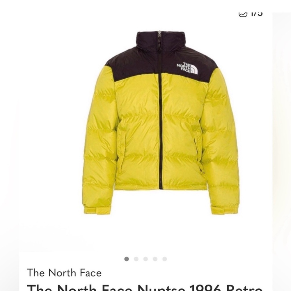 The North Face  Nuptse in yellow Lime and Black Insulated Jacket